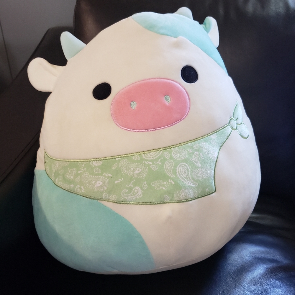 Squishmallows Mint Green and Pink Cow Plush
